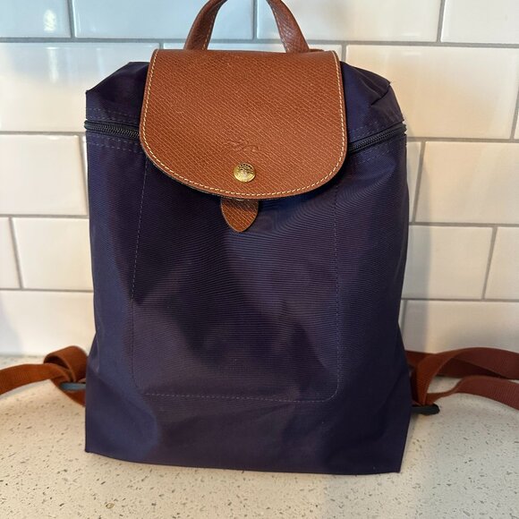 Longchamp e Pliage Club Nylon Backpack - Deep Purple - Picture 1 of 9